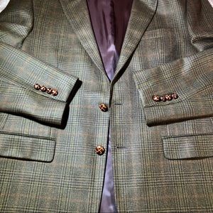 LAUREN RALPH L blazer 42L olive brown faux patches